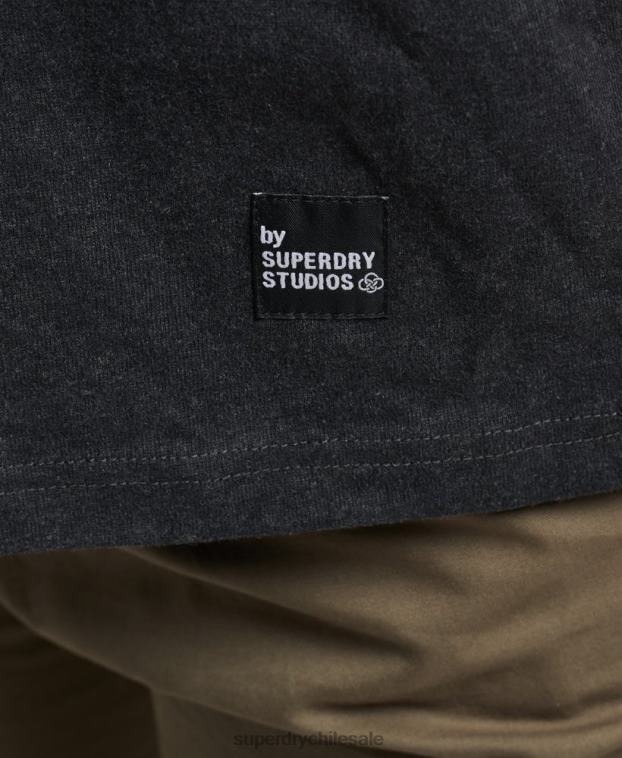 hombres Superdry negro camiseta con microtop reciclada 2R68Z4942