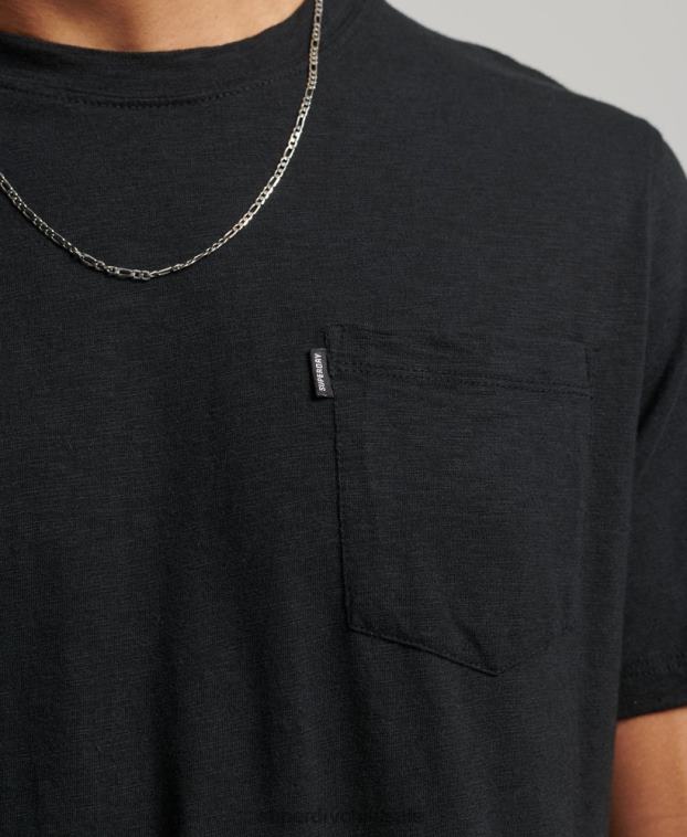 hombres Superdry negro camiseta de algodón orgánico con bolsillo 2R68Z4931