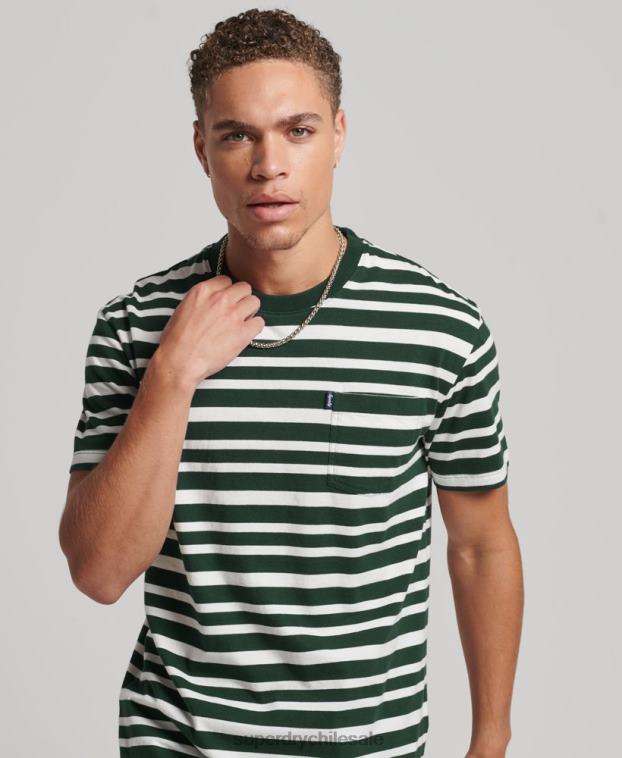 hombres Superdry negro camiseta de algodón orgánico con rayas del logo 2R68Z4827