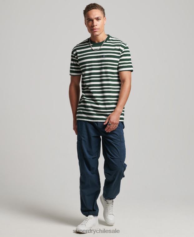 hombres Superdry negro camiseta de algodón orgánico con rayas del logo 2R68Z4827
