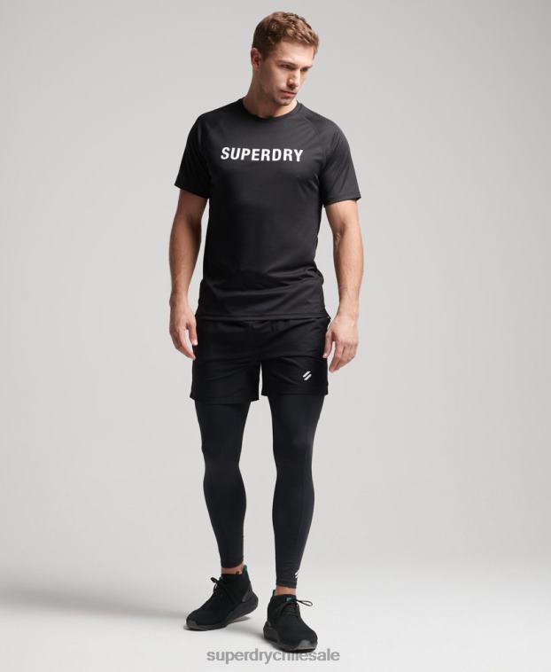 hombres Superdry negro camiseta de manga corta con logo activo de tren 2R68Z1430