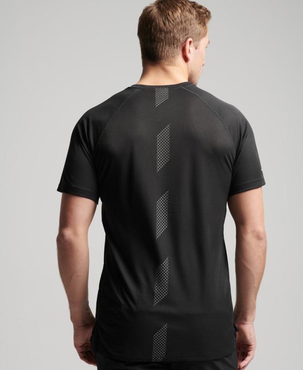 hombres Superdry negro camiseta de manga corta con logo activo de tren 2R68Z1430
