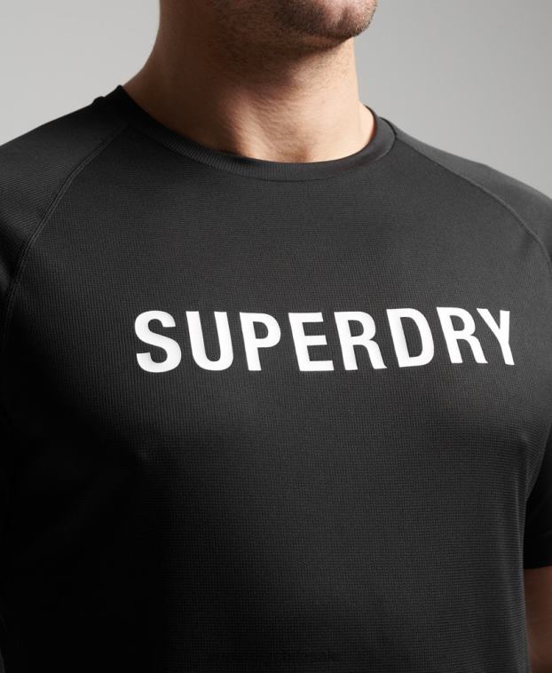 hombres Superdry negro camiseta de manga corta con logo activo de tren 2R68Z1430