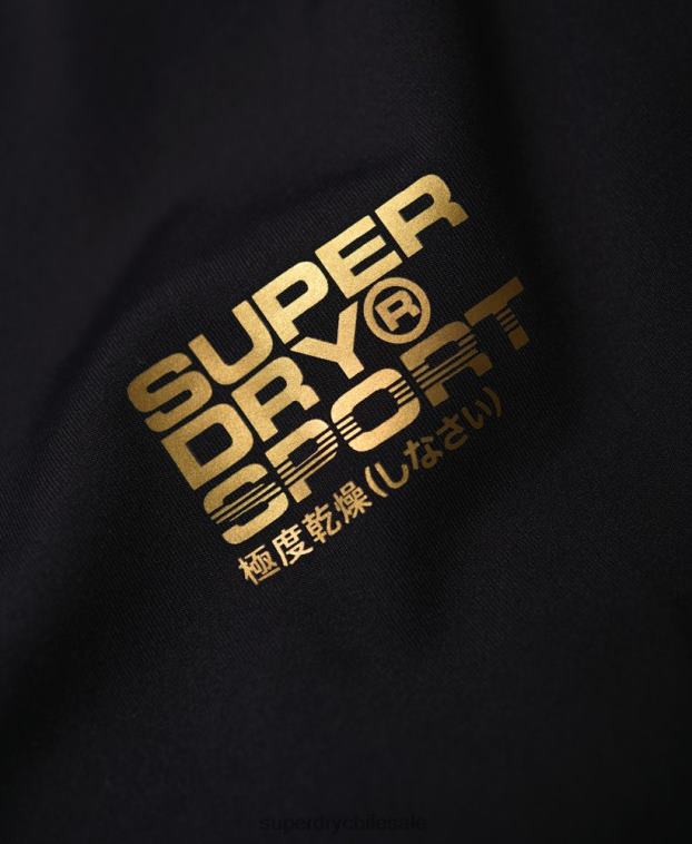 hombres Superdry negro camiseta de manga corta de compresión de alto rendimiento 2R68Z5380
