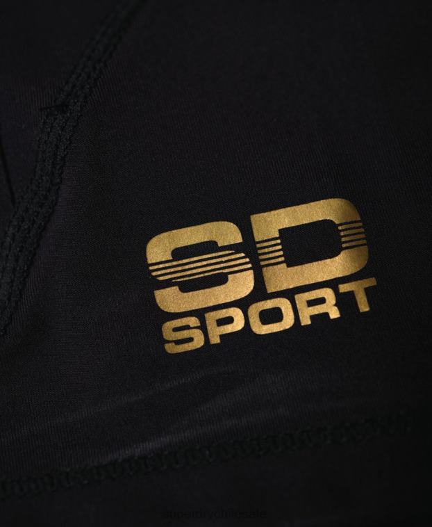 hombres Superdry negro camiseta de manga corta de compresión de alto rendimiento 2R68Z5380