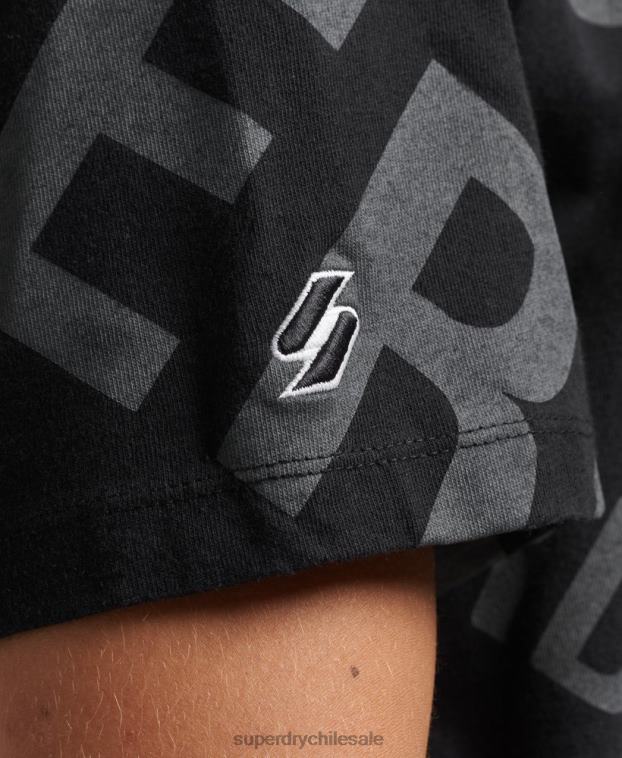 hombres Superdry negro camiseta holgada con logo estampado 2R68Z4973