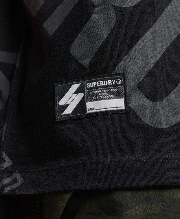 hombres Superdry negro camiseta holgada con logo estampado 2R68Z4973