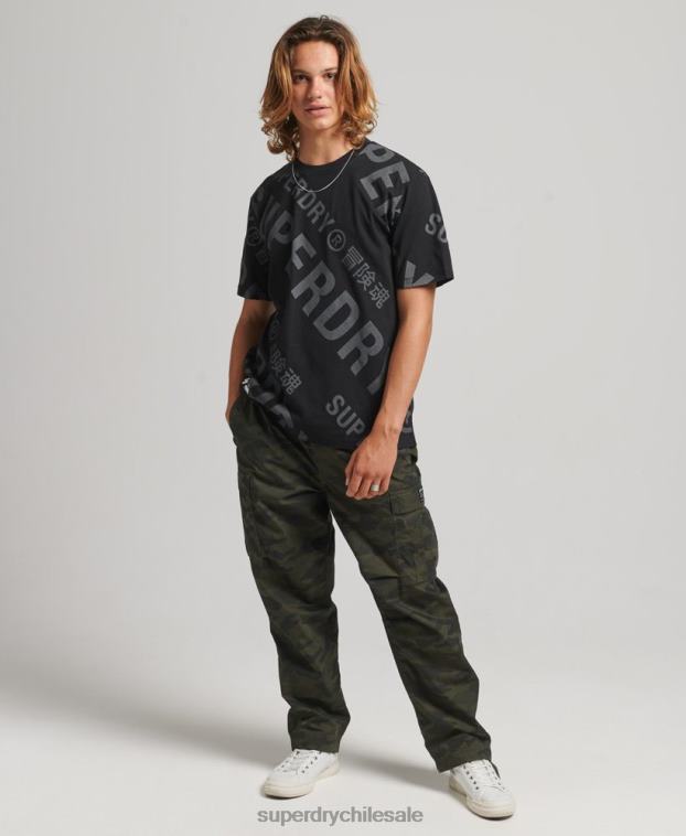 hombres Superdry negro camiseta holgada con logo estampado 2R68Z4973
