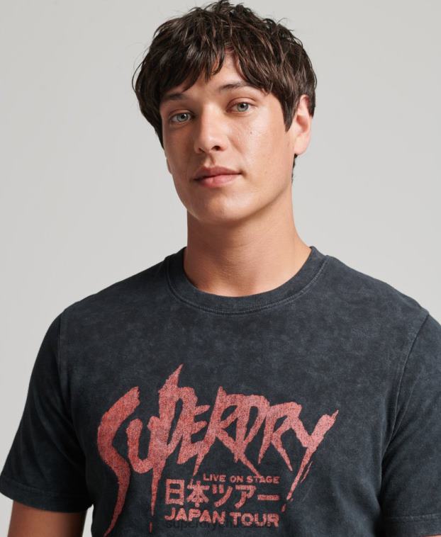 hombres Superdry negro camiseta independiente 2R68Z4867