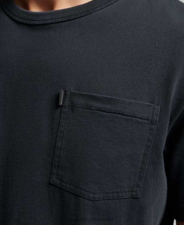 hombres Superdry negro camiseta ranchera surfera vintage de algodón orgánico 2R68Z4902