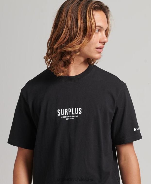 hombres Superdry negro camiseta suelta excedente 2R68Z4927