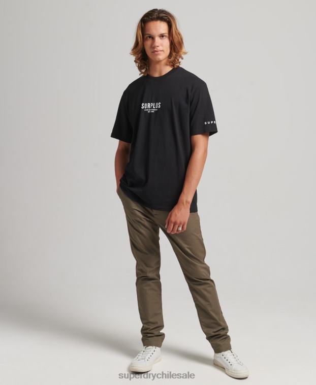hombres Superdry negro camiseta suelta excedente 2R68Z4927