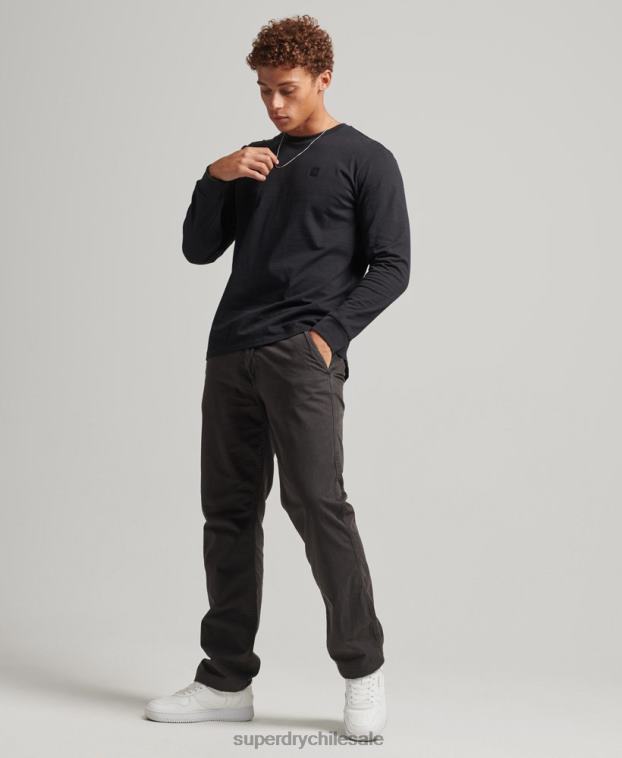 hombres Superdry negro camiseta técnica de manga larga 2R68Z6472