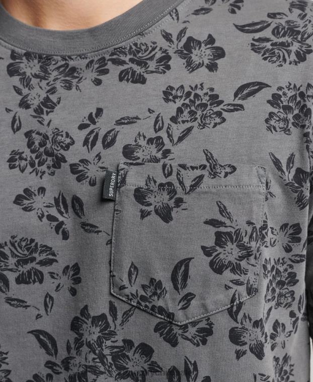 hombres Superdry negro camiseta vintage con bolsillo 2R68Z4848