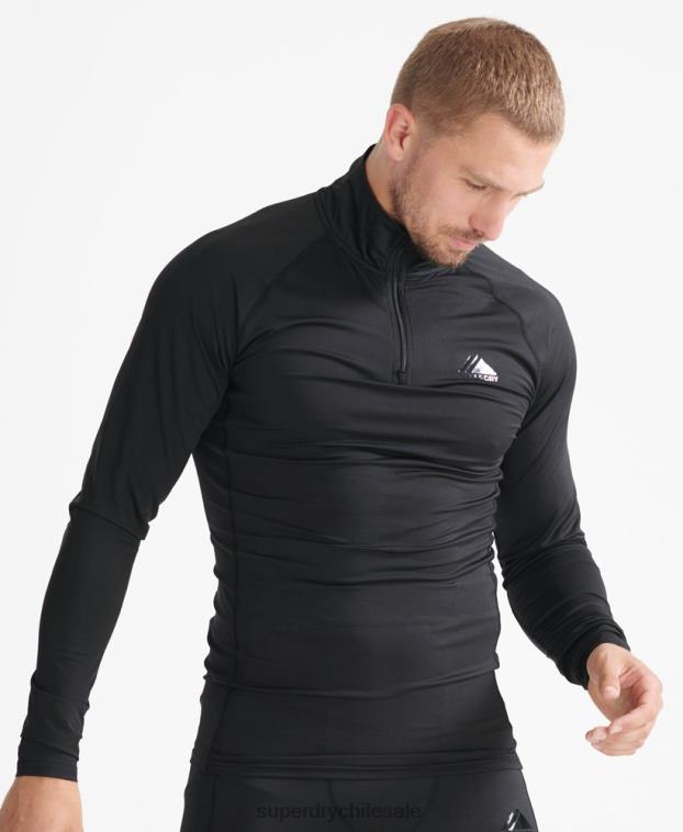 hombres Superdry negro capa base con media cremallera 2R68Z1399