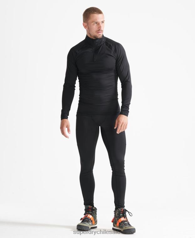 hombres Superdry negro capa base con media cremallera 2R68Z1399