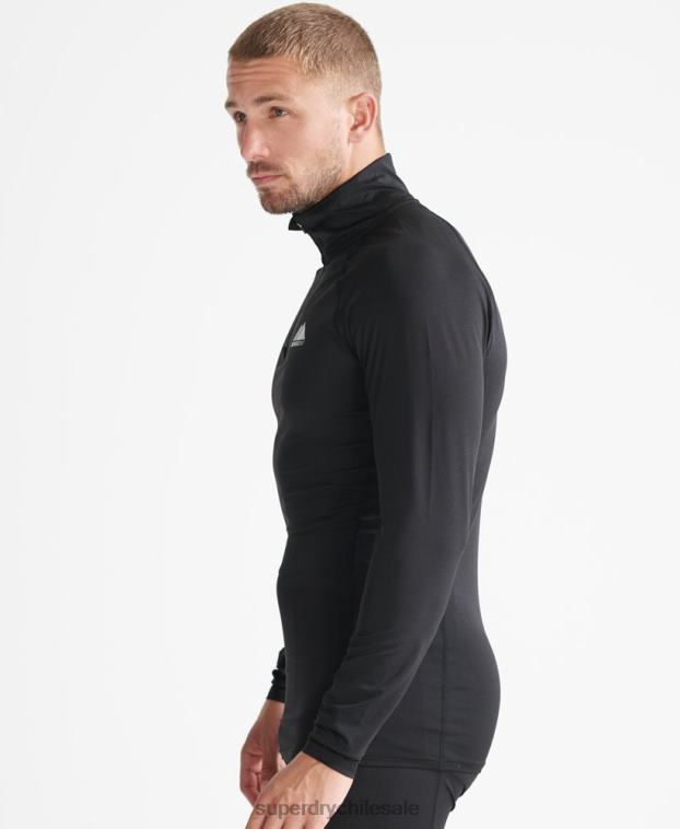 hombres Superdry negro capa base con media cremallera 2R68Z1399