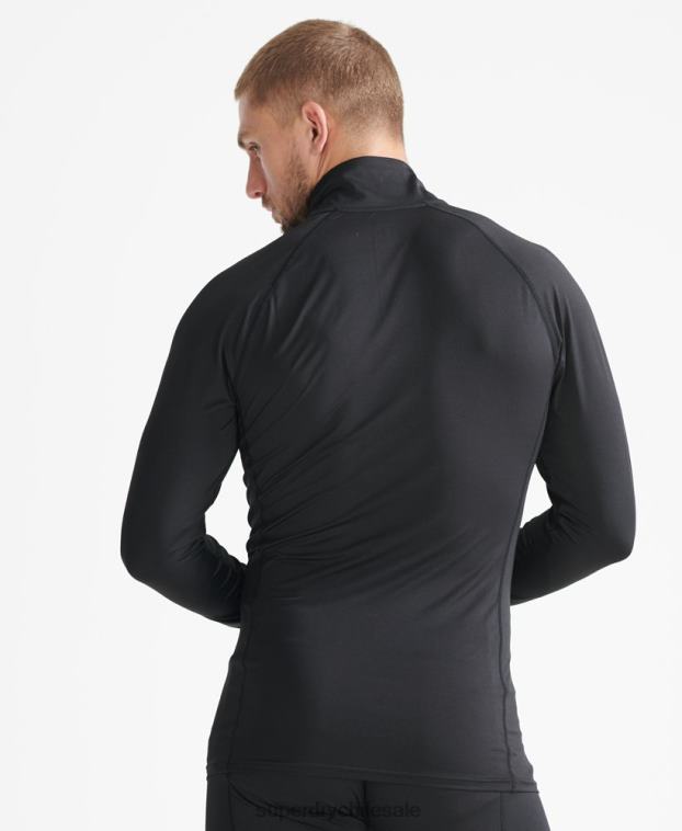 hombres Superdry negro capa base con media cremallera 2R68Z1399