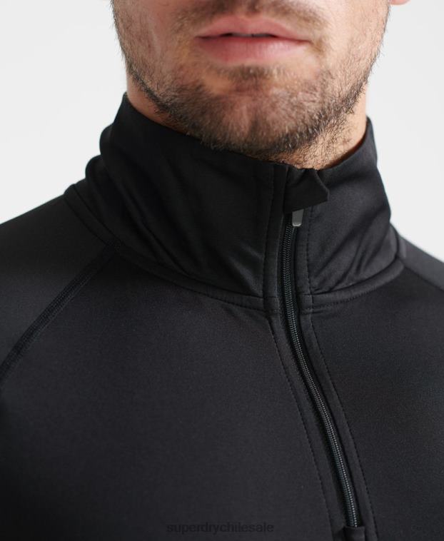 hombres Superdry negro capa base con media cremallera 2R68Z1399