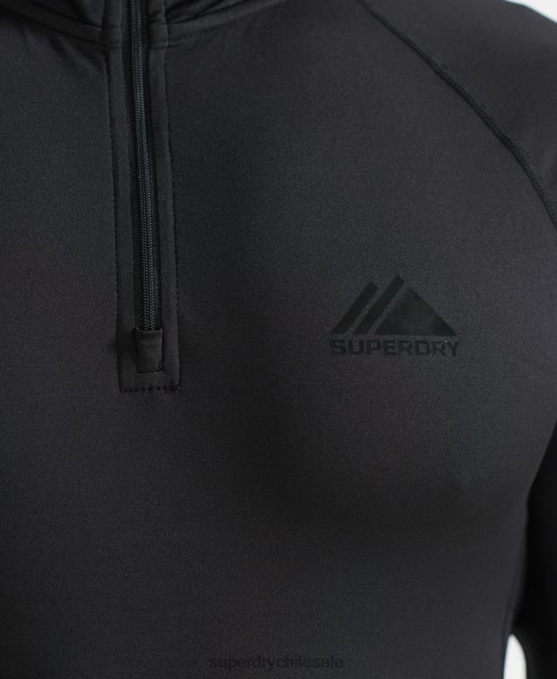 hombres Superdry negro capa base con media cremallera 2R68Z1399