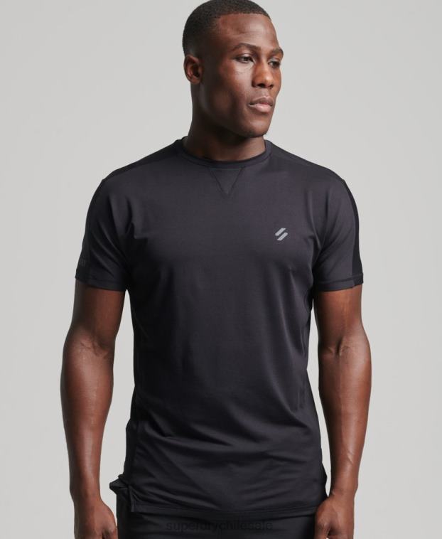 hombres Superdry negro correr camiseta de manga corta 2R68Z5403