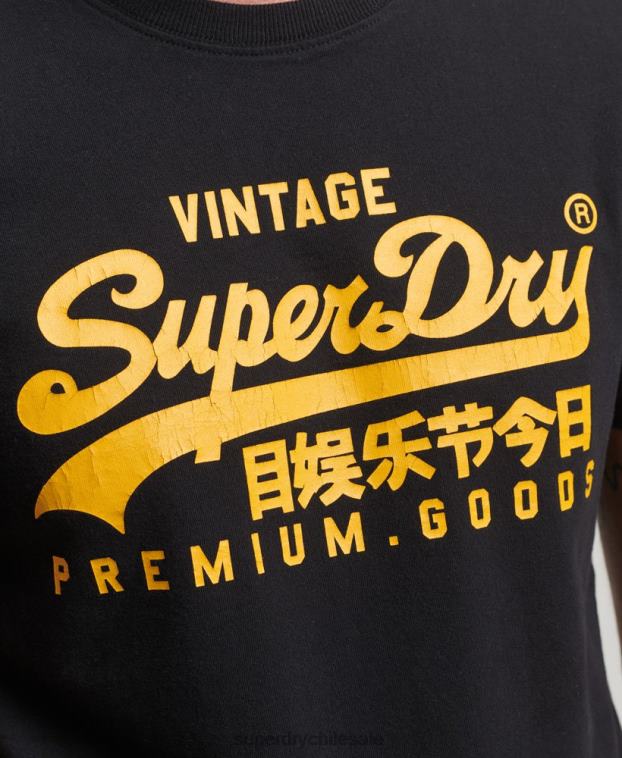 hombres Superdry negro playera Heritage con logo vintage 2R68Z4967