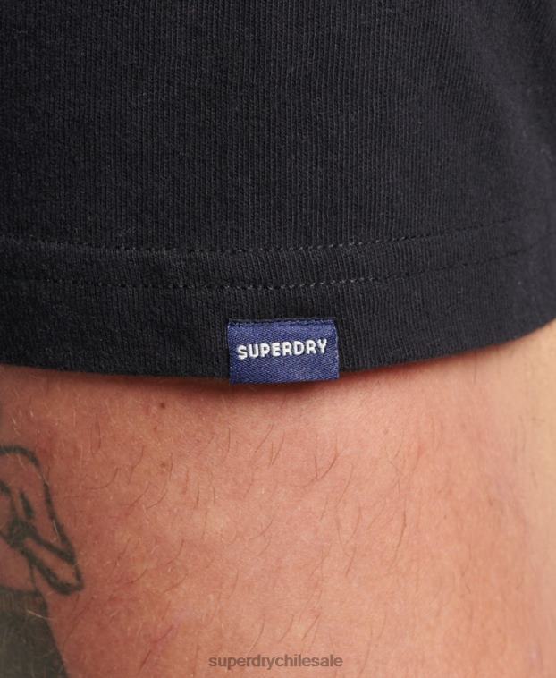 hombres Superdry negro playera Heritage con logo vintage 2R68Z4967