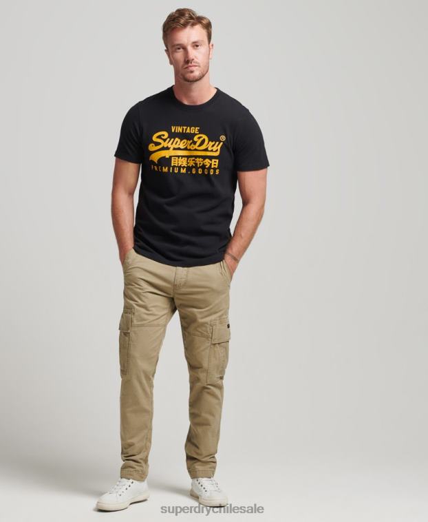 hombres Superdry negro playera Heritage con logo vintage 2R68Z4967