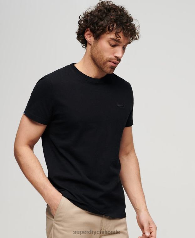 hombres Superdry negro playera de algodón orgánico con logo esencial 2R68Z3