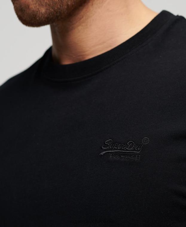 hombres Superdry negro playera de algodón orgánico con logo esencial 2R68Z3