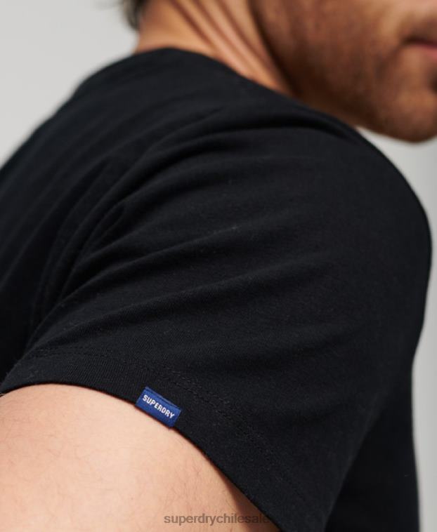 hombres Superdry negro playera de algodón orgánico con logo esencial 2R68Z3