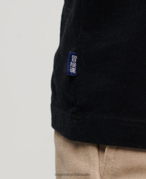 hombres Superdry negro playera de algodón orgánico con logo esencial 2R68Z3