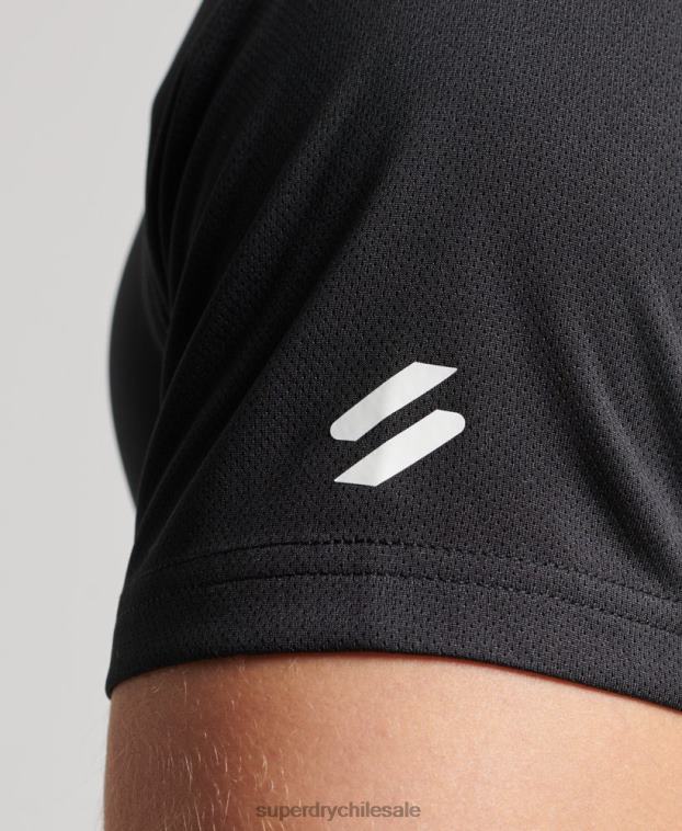 hombres Superdry negro playera de manga corta con gráfico de tren activo 2R68Z1423