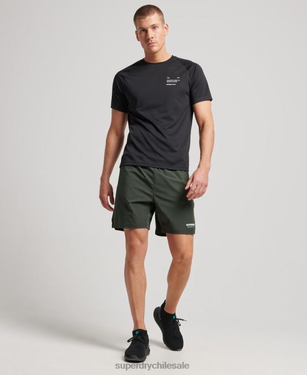 hombres Superdry negro playera de manga corta con gráfico de tren activo 2R68Z1423