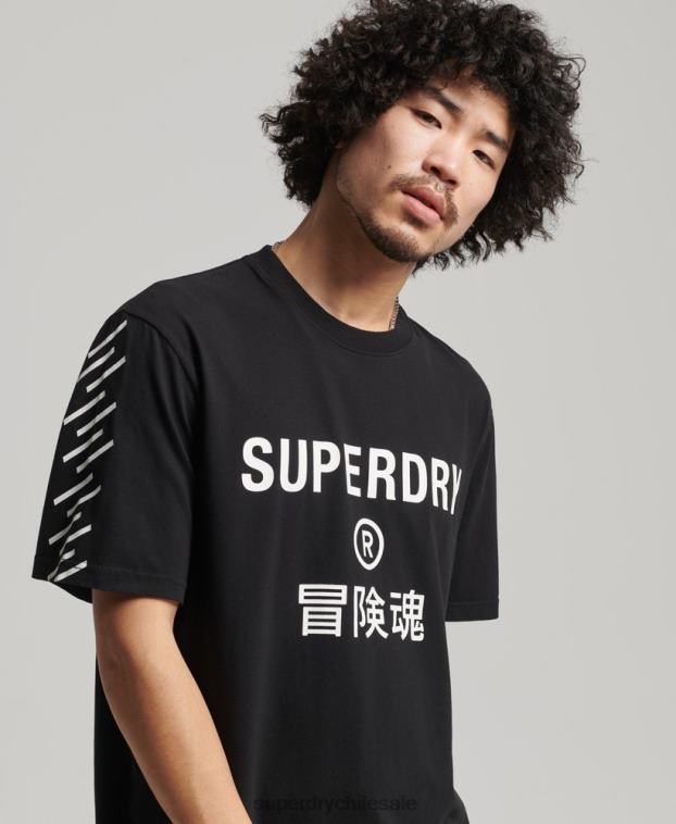 hombres Superdry negro playera deportiva code core 2R68Z4841