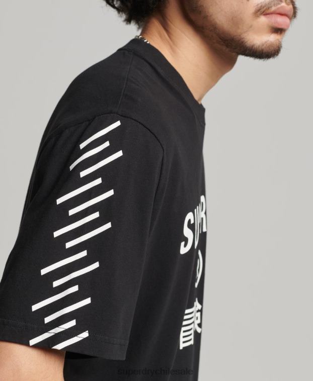 hombres Superdry negro playera deportiva code core 2R68Z4841