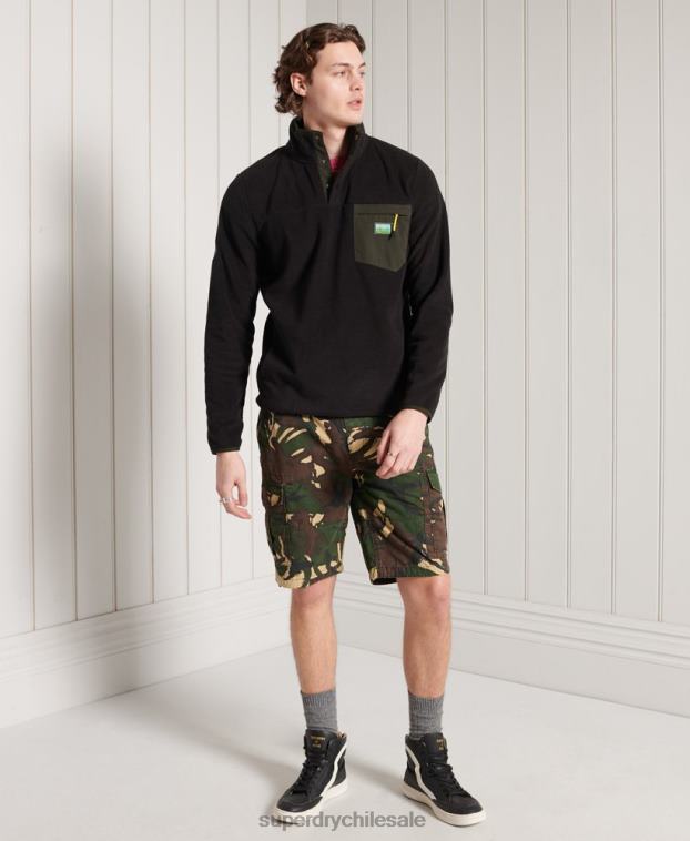 hombres Superdry negro pop de forro polar b trail sobre la parte superior 2R68Z5144