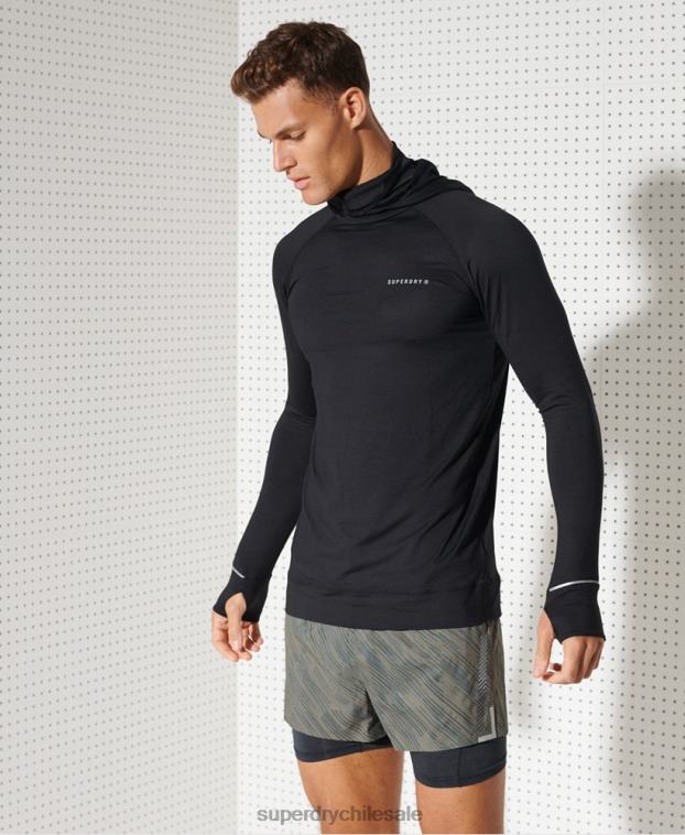 hombres Superdry negro top de capa intermedia con capucha 2R68Z1437