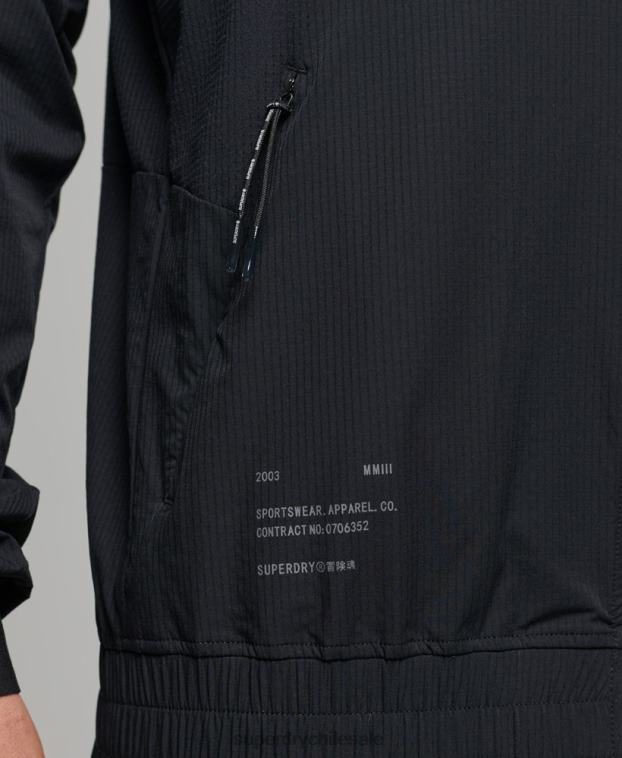 hombres Superdry negro top de chándal tejido elástico 2R68Z5369