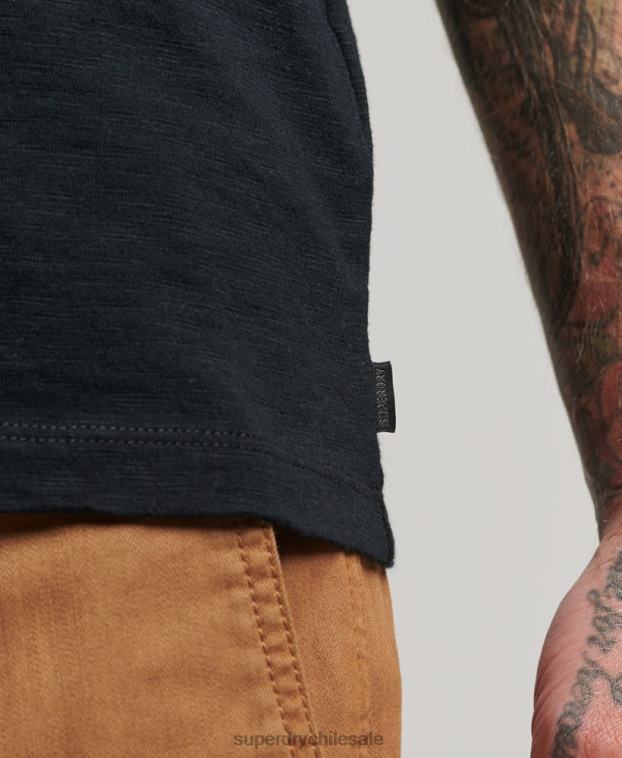 hombres Superdry negro top de manga larga de punto flameado 2R68Z1489