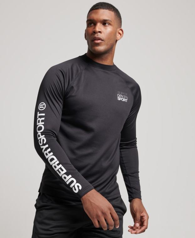 hombres Superdry negro top de tren con cuello alzado 2R68Z1419