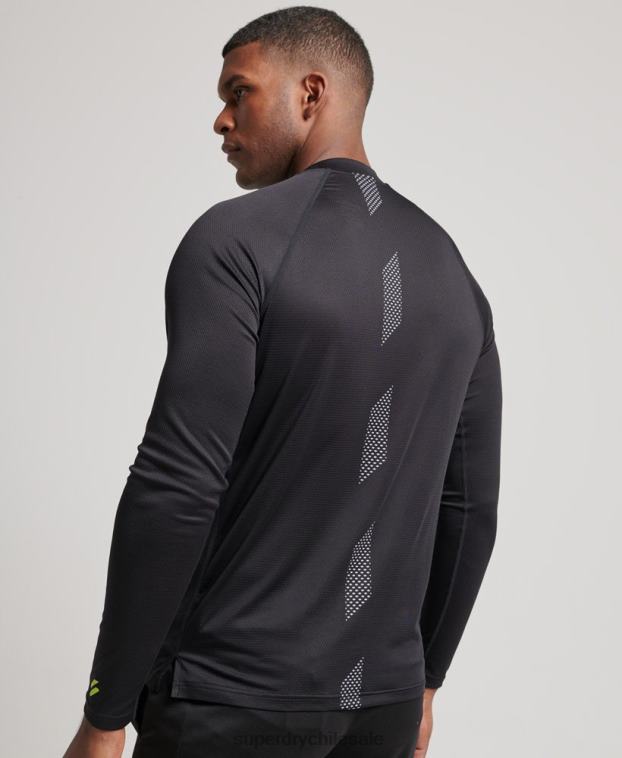 hombres Superdry negro top de tren con cuello alzado 2R68Z1419