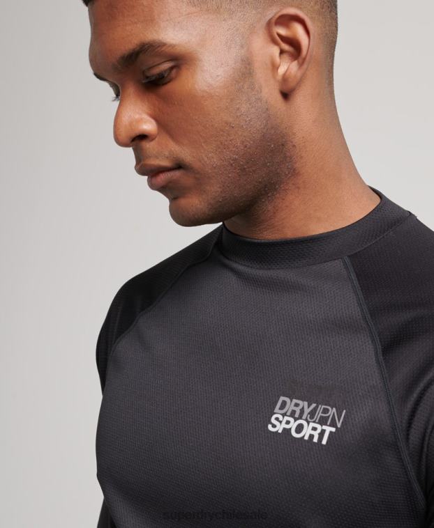 hombres Superdry negro top de tren con cuello alzado 2R68Z1419