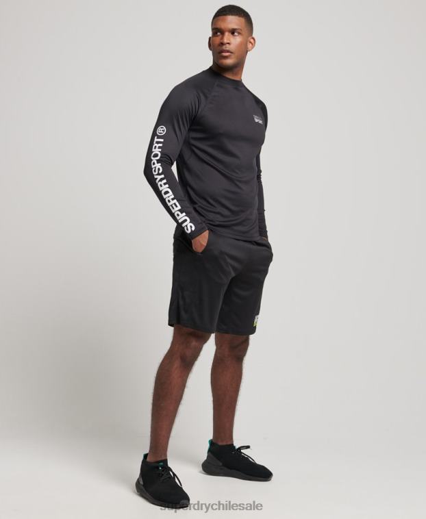 hombres Superdry negro top de tren con cuello alzado 2R68Z1419