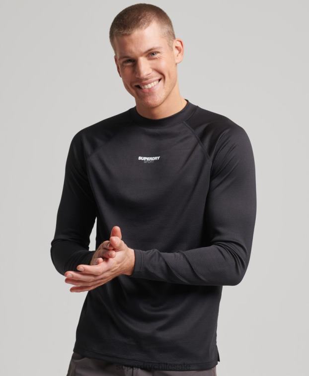 hombres Superdry negro top de tren con cuello alzado 2R68Z1427