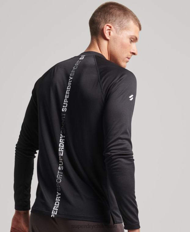 hombres Superdry negro top de tren con cuello alzado 2R68Z1427