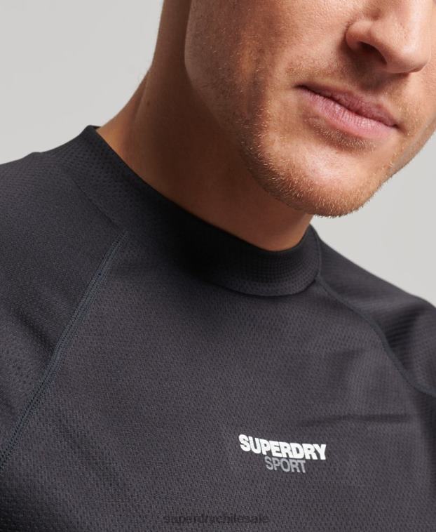 hombres Superdry negro top de tren con cuello alzado 2R68Z1427