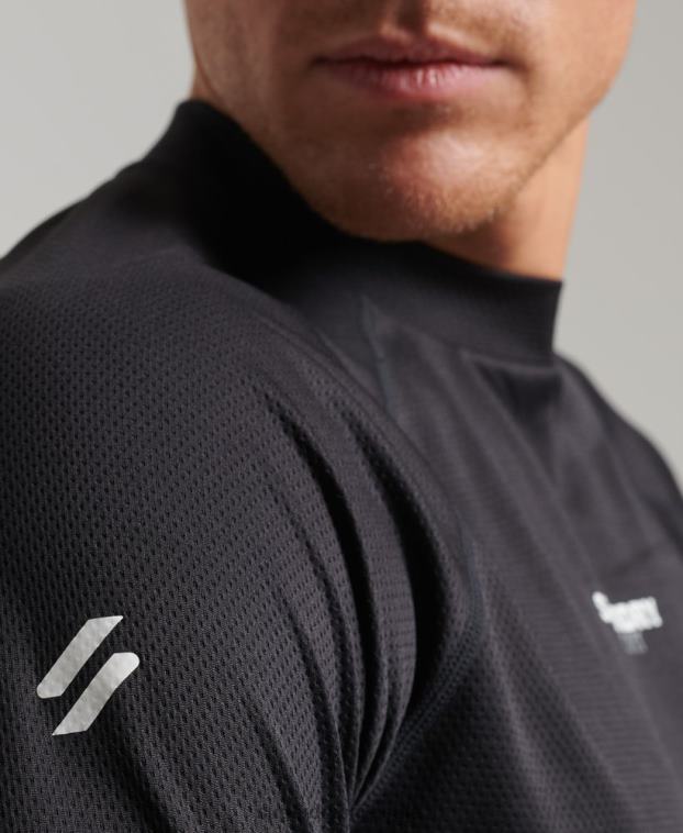 hombres Superdry negro top de tren con cuello alzado 2R68Z1427