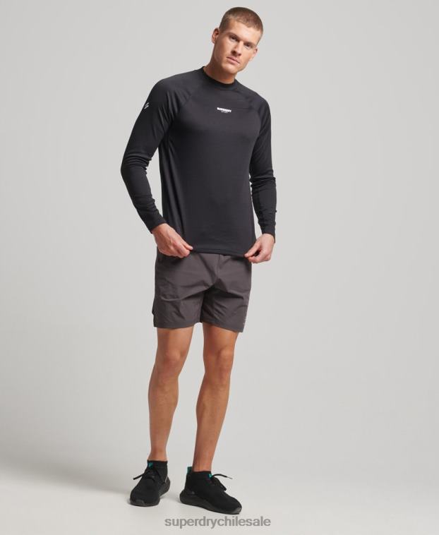 hombres Superdry negro top de tren con cuello alzado 2R68Z1427