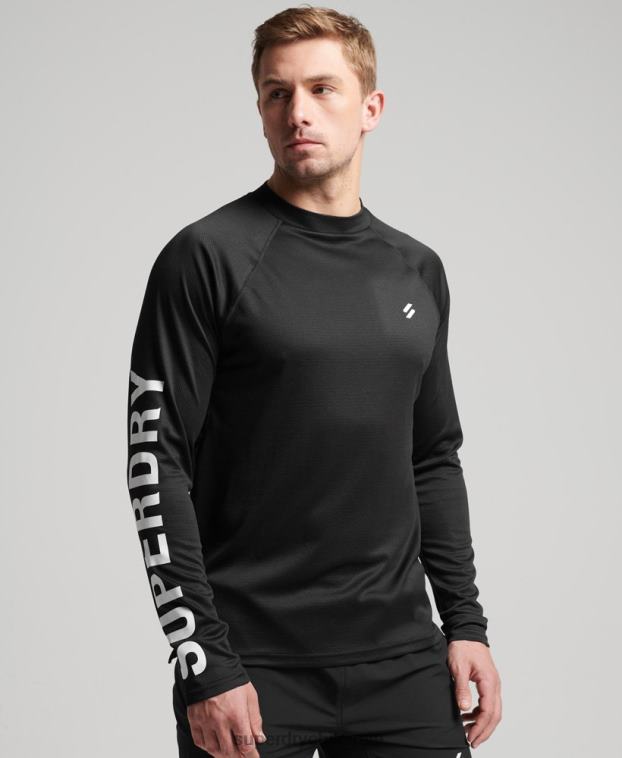 hombres Superdry negro top de tren con cuello alzado 2R68Z5374